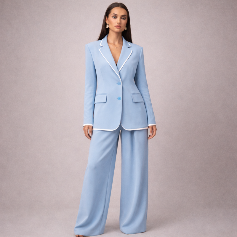 Women's sky detail view — versatile — Sky Line 2-Piece Suit for every occasion — Oscar Blackwood