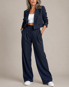 Women's pants alternate angle — versatile — Mancini Pinstripe Set — Oscar Blackwood