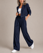 Women's pants close-up — versatile — Mancini Pinstripe Set for every occasion — Oscar Blackwood