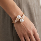 Women's jewelry side view — versatile — Aura Pearl Bangle for every occasion — Oscar Blackwood