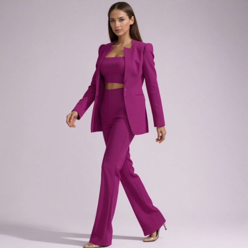 Women's white pants side view — versatile — Anica 3 Piece Set for every occasion — Oscar Blackwood
