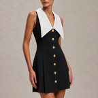 Women's black dress back view — chic — Pixie Mini Dress for every occasion — Oscar Blackwood