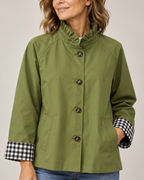 Women's green plaid jacket alternate angle — outerwear — Audrey Plaid Jacket — Oscar Blackwood