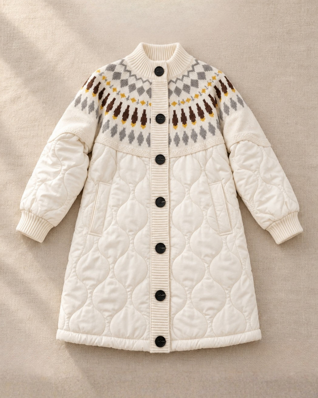 Women's ribbed jacket color detail — outerwear — Elise Padded Coat — Oscar Blackwood