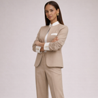 Unisex beige textured sets alternate angle — versatile — Bonte 2 Pieces Set — Oscar Blackwood