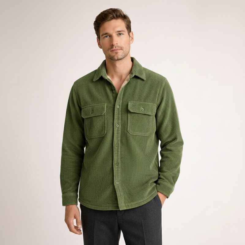 Men's cotton vanderbilt alternate angle — versatile — Vanderbilt Corduroy Shirt — Oscar Blackwood