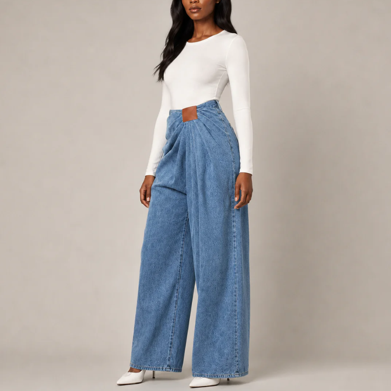Women's denim jeans side view — casual — Madison Wide Jeans for every occasion — Oscar Blackwood