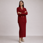 Unisex red ribbed sets styled look — versatile — Abigail 2-Piece Set — Oscar Blackwood