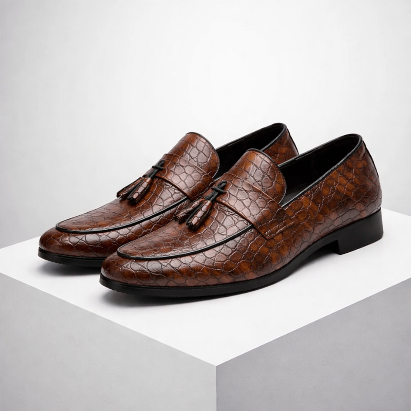 Men's lace loafers color detail — versatile — Tino Croc Loafers — Oscar Blackwood