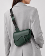Women's leather handbag close-up — everyday — Albert Saddle Crossbody Bag — Oscar Blackwood