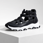 Women's black sandals side view — versatile — Jade Platform Sandals — Oscar Blackwood