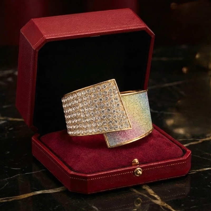Women's multicolor textured jewelry front view — versatile — Aura Diamond Wave Bracelet — Oscar Blackwood