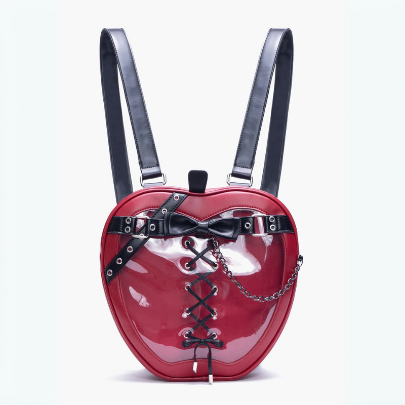 Women's red woven bag back view — everyday — Poison Apple Backpack — Oscar Blackwood