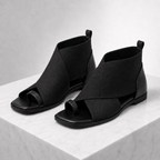 Women's black sandals detail view — summer — Maya Gladiator Sandals — Oscar Blackwood