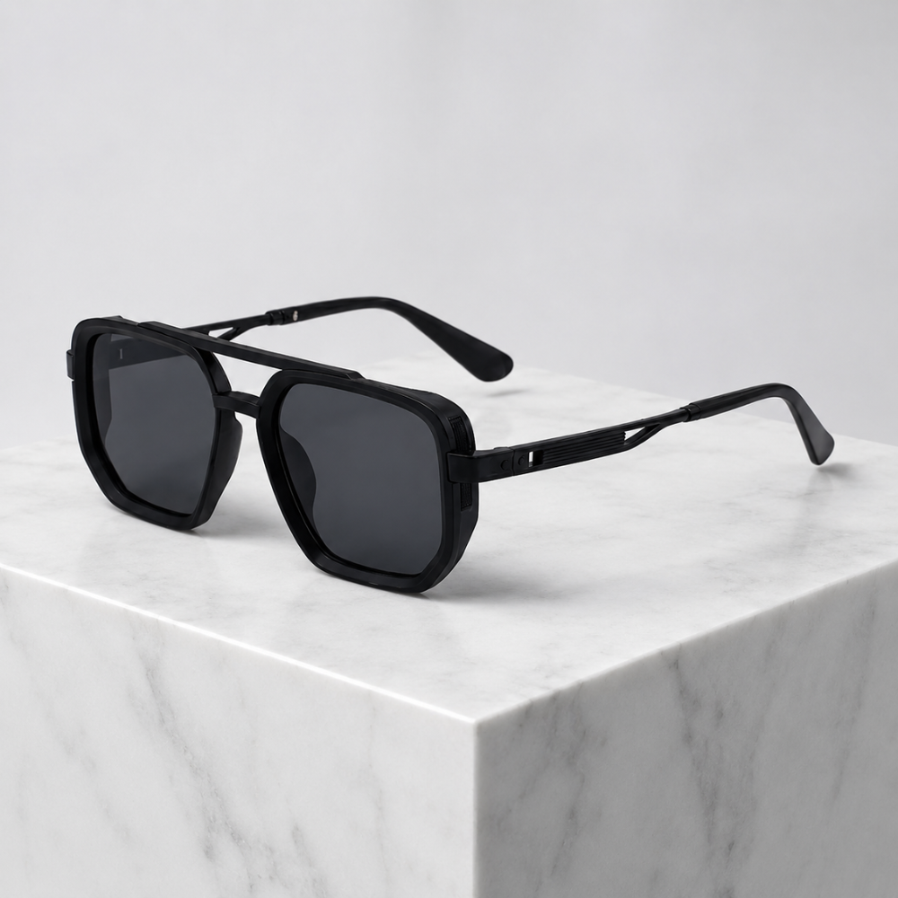 Women's black sunglasses side view — statement — Addison Aviator Sunglasses — Oscar Blackwood