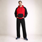 Men's red fleece pants side view — versatile — Louis Fleece 2 Piece Set — Oscar Blackwood
