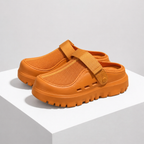 Men's orange mesh sandals detail view — versatile — Kai Mesh Sandals — Oscar Blackwood