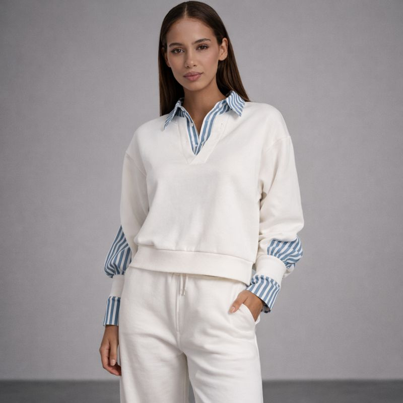 Women's white pants alternate angle — versatile — Amalia 2 Piece Set — Oscar Blackwood