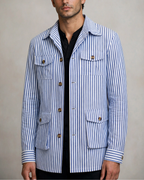 Men's striped jacket detail view — outerwear — Leo Vanderbilt Jacket — Oscar Blackwood