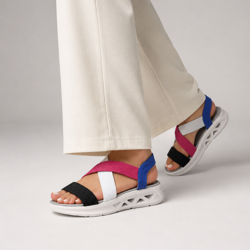 Women's geometric sandals front view — versatile — Florence Orthopedic Sandals — Oscar Blackwood