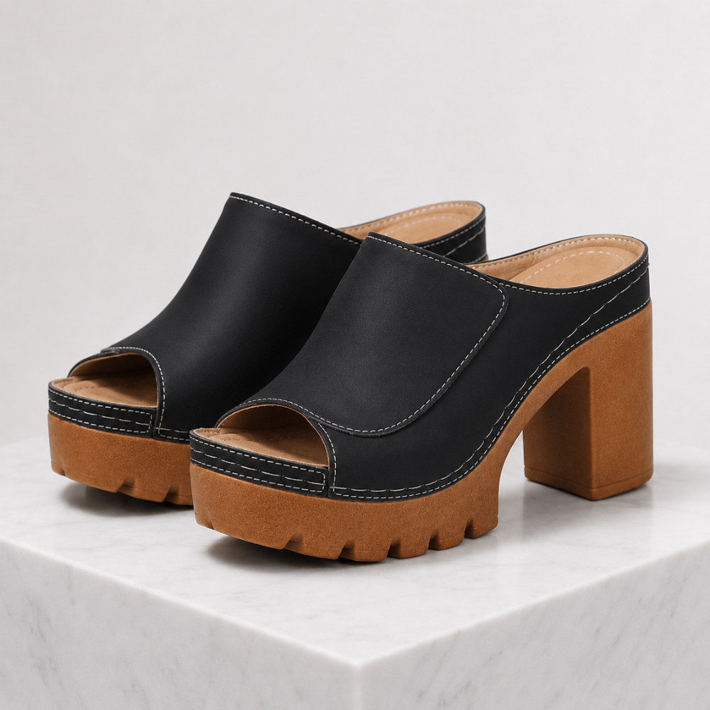 Women's black heels back view — elegant — Ambre Heeled Sandals — Oscar Blackwood
