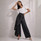 Women's lace skirt alternate angle — chic — Becca Denim Skirt Pants — Oscar Blackwood