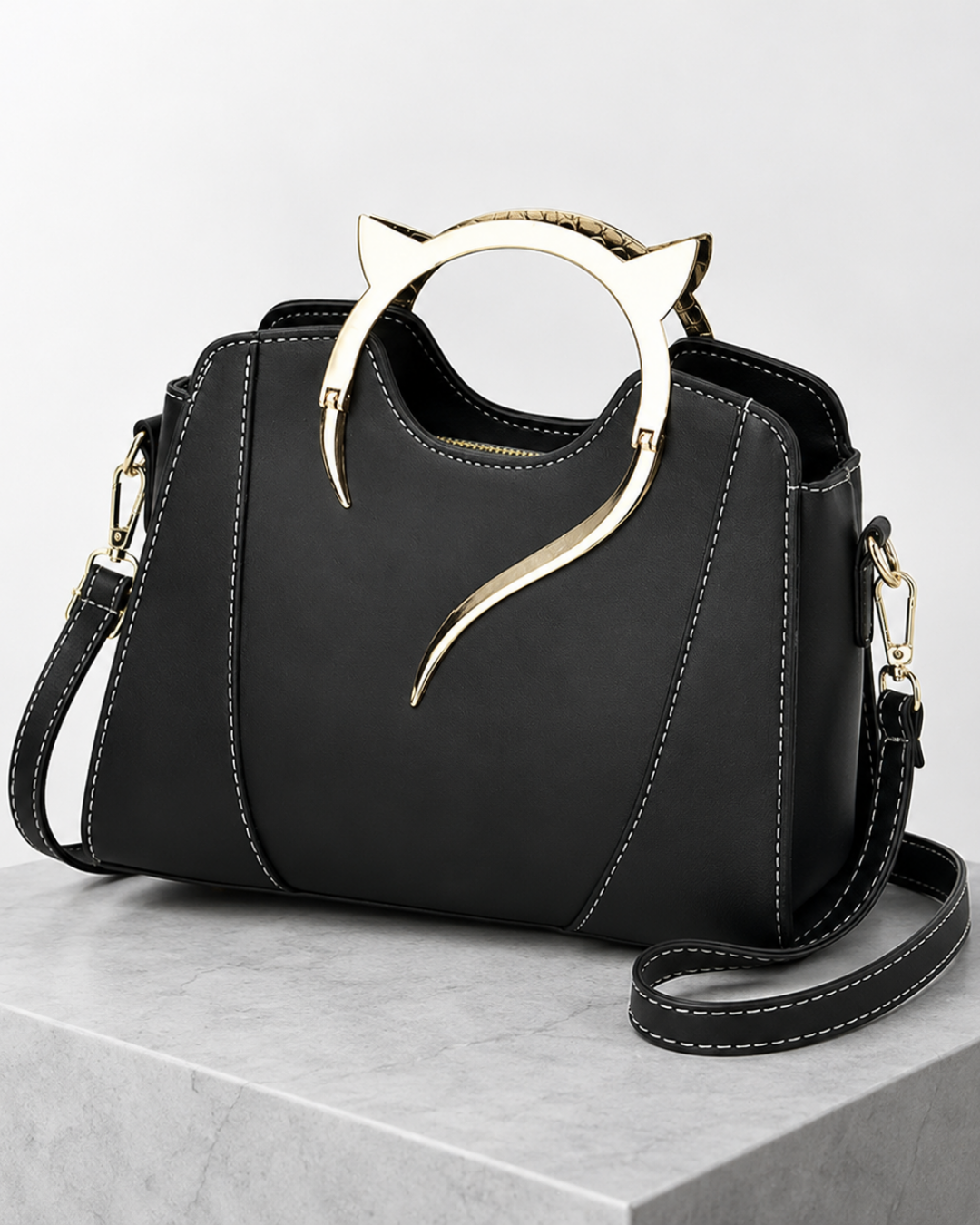 Women's leather handbag alternate angle — everyday — Miaura Cat-Ear Handbag — Oscar Blackwood