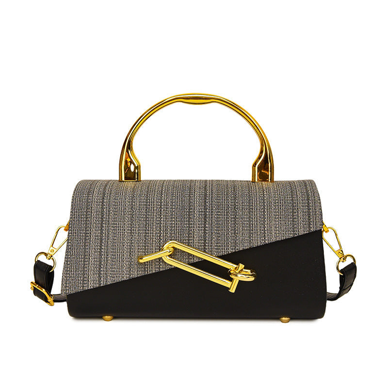 Women's black geometric handbag back view — everyday — Samira Crossbody Handbag — Oscar Blackwood