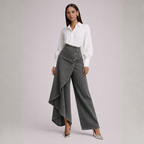 Women's gray lace skirt back view — chic — Becca Denim Skirt Pants — Oscar Blackwood