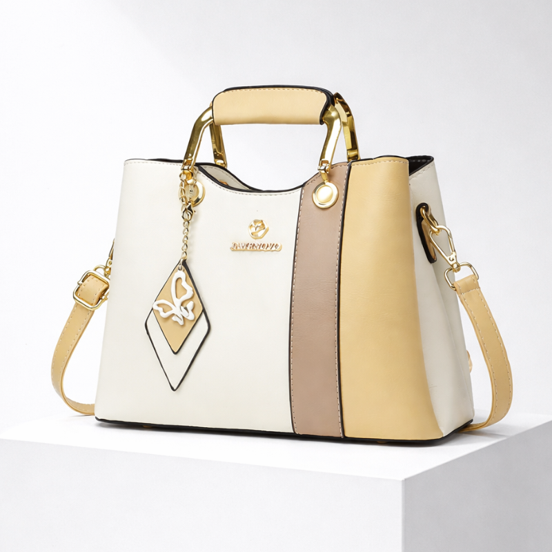 Women's yellow leather handbag back view — everyday — Janenovo Butterfly Handbag — Oscar Blackwood