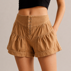 Women's brown cotton candice back view — summer — Candice Ruffle Shorts — Oscar Blackwood