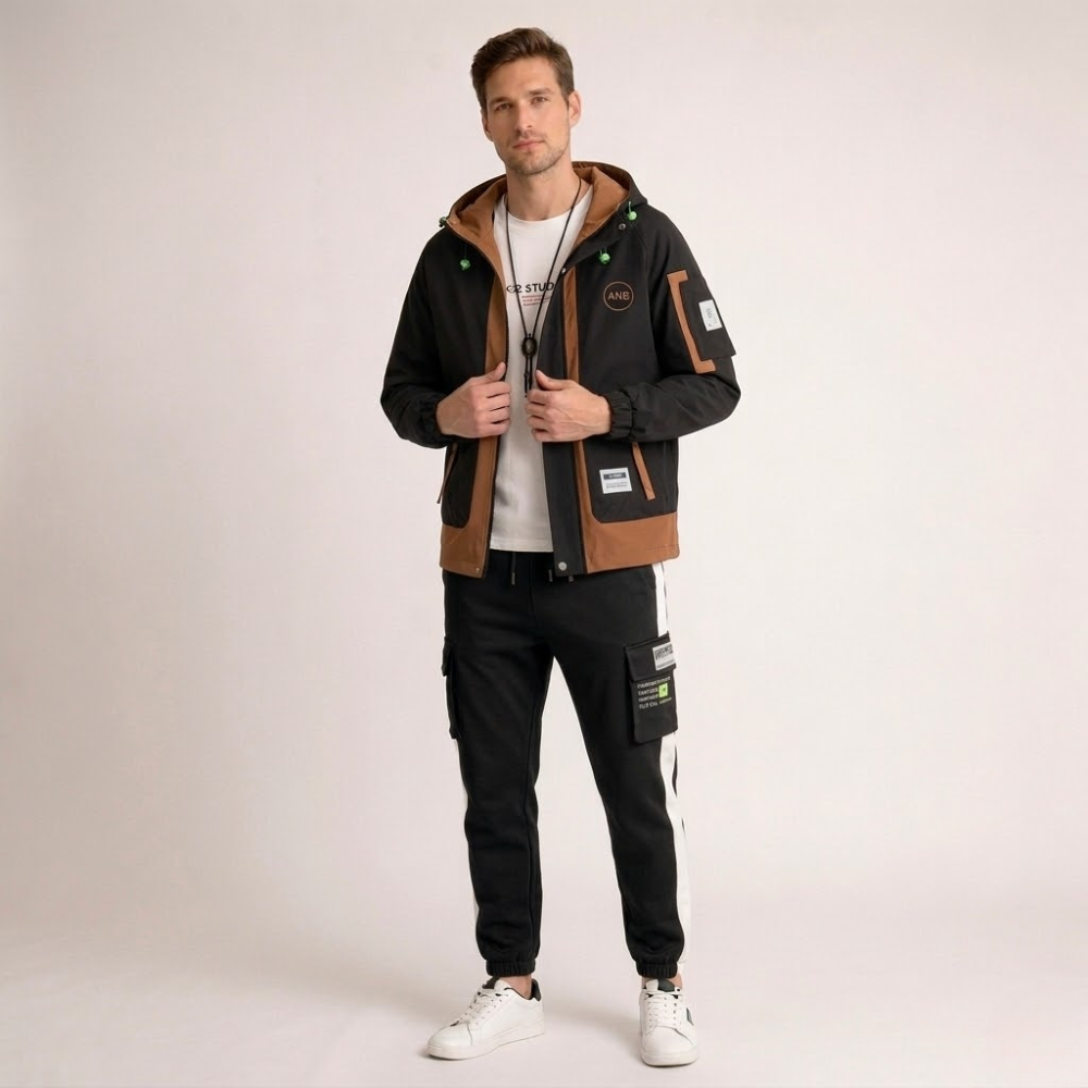 Men's black pants alternate angle — versatile — ANB Studio 2 Piece Set — Oscar Blackwood