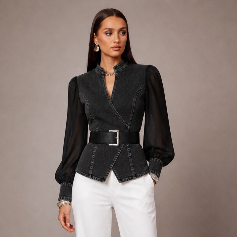 Women's denim dea side view — versatile — Dea Medina Summer Top — Oscar Blackwood