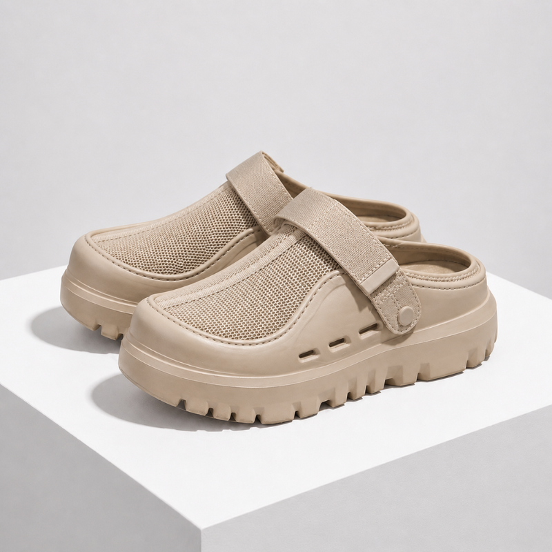 Men's beige mesh sandals color detail — versatile — Kai Mesh Sandals — Oscar Blackwood