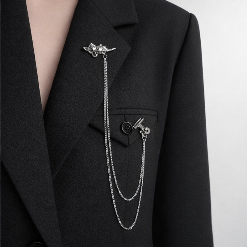 Women's shine back view — versatile — Shine Chain Lapel Pins for every occasion — Oscar Blackwood