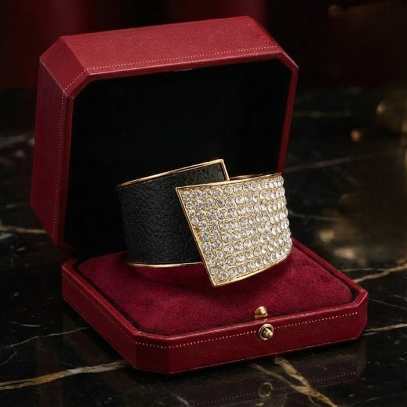 Women's black textured jewelry styled look — versatile — Aura Diamond Wave Bracelet — Oscar Blackwood