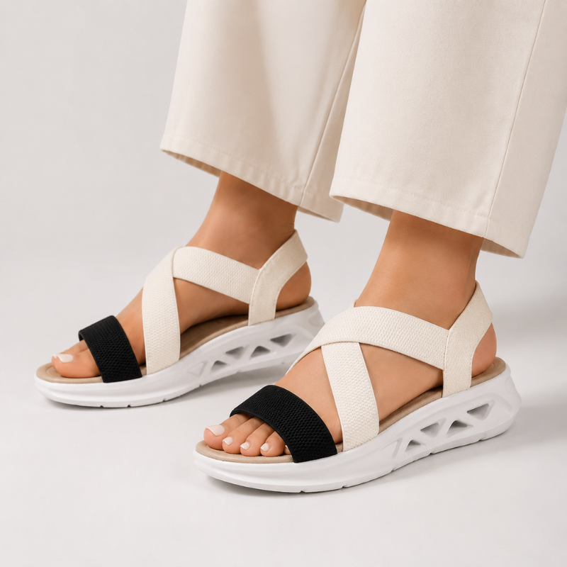 Women's geometric sandals side view — versatile — Florence Orthopedic Sandals — Oscar Blackwood
