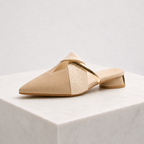 Women's beige leather sandals alternate angle — versatile — Evelyn Pointed Toe Mules — Oscar Blackwood