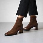Women's leather boots side view — rugged — Taylor Square Toe Ankle Boots — Oscar Blackwood