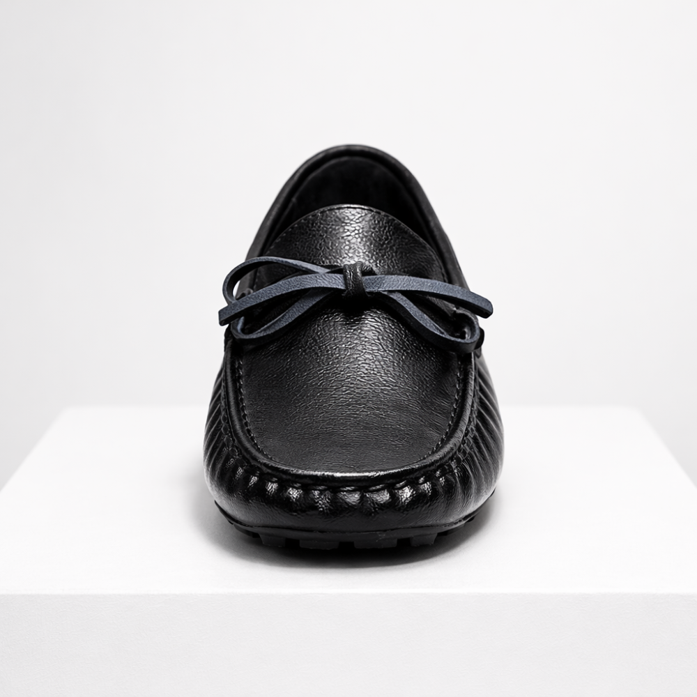 Men's leather shoes close-up — versatile — Gregory Leather Golf Moccasins — Oscar Blackwood