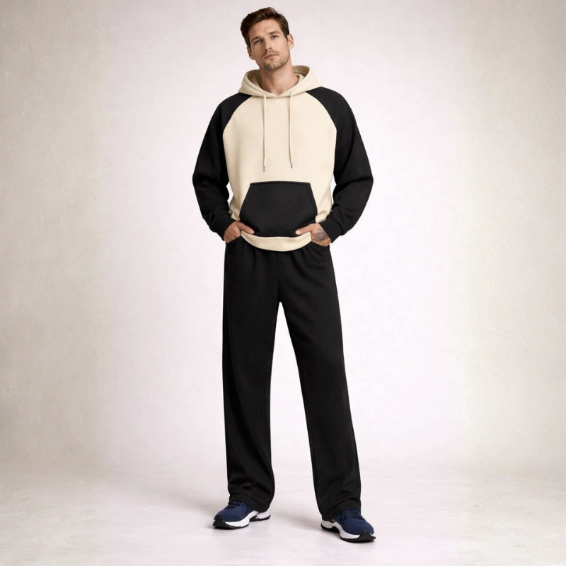 Men's khaki fleece pants back view — versatile — Louis Fleece 2 Piece Set — Oscar Blackwood