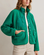 Women's green textured jacket back view — outerwear — Embla Fleece Jacket — Oscar Blackwood