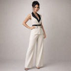 Women's white pants close-up — elegant — Angela Formal 2-Piece Set — Oscar Blackwood