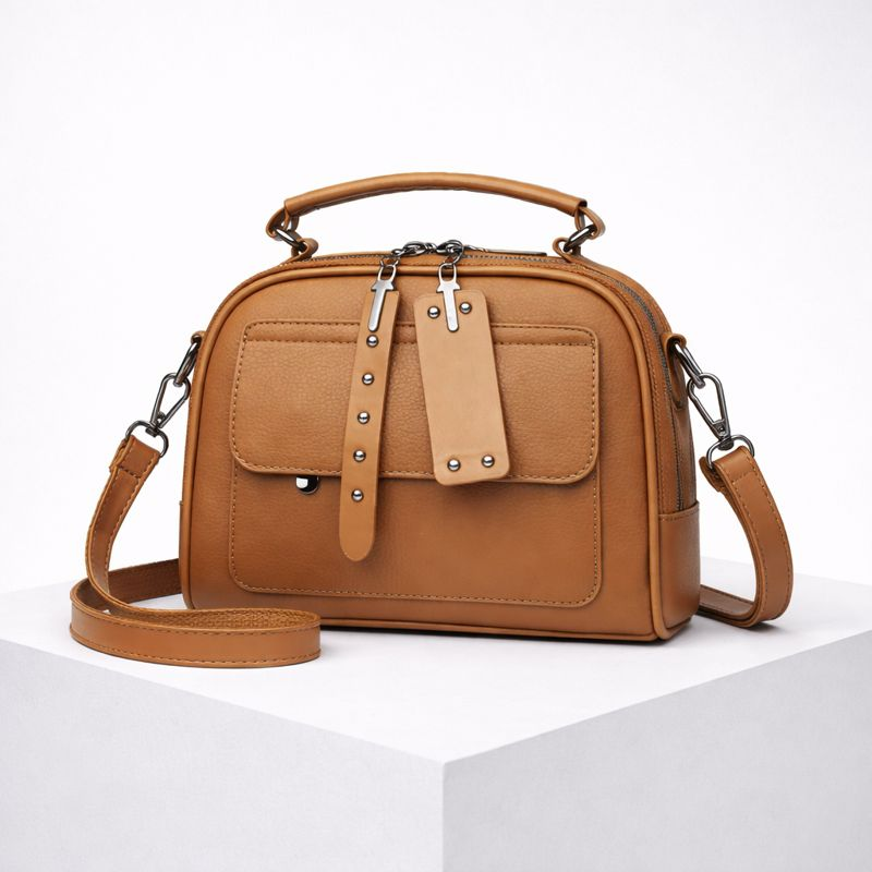 Women's caramel leather bag alternate angle — everyday — Greta Shoulder Bag — Oscar Blackwood