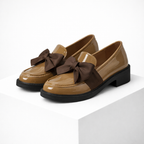 Women's khaki loafers close-up — versatile — Phoebe Bow Loafers — Oscar Blackwood