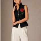 Women's floral rosalia alternate angle — versatile — Rosalia Zipper Vest — Oscar Blackwood