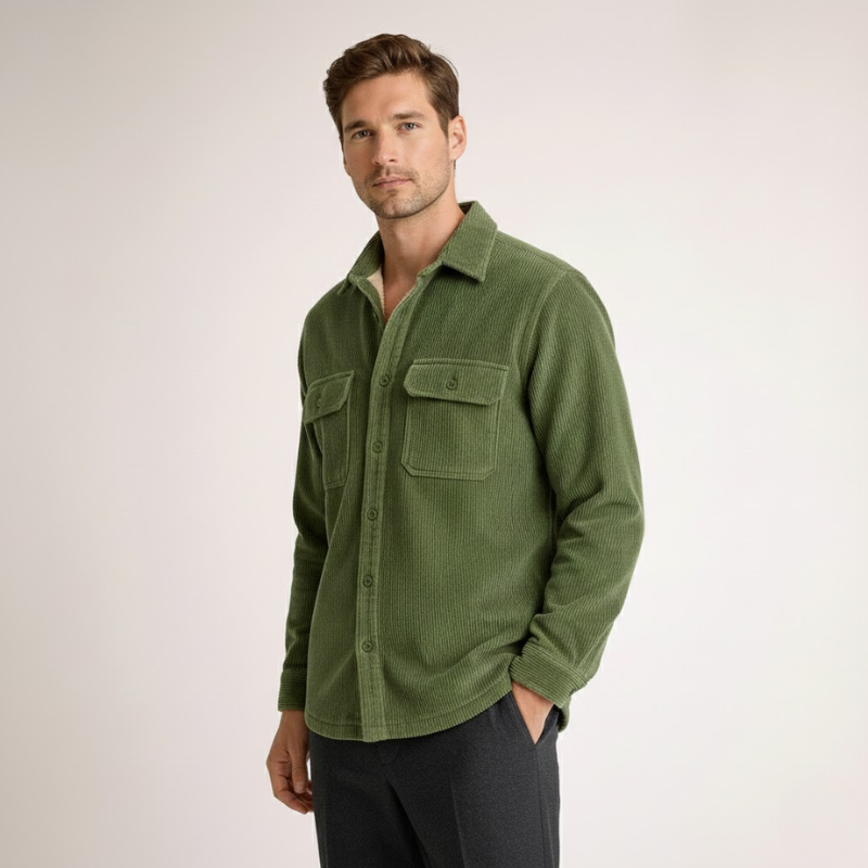 Men's cotton vanderbilt side view — versatile — Vanderbilt Corduroy Shirt — Oscar Blackwood
