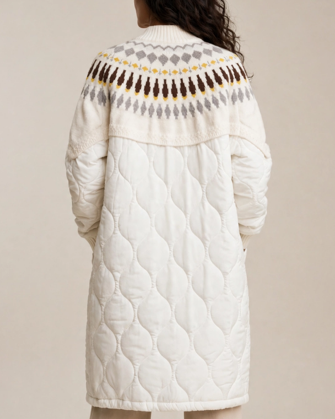 Women's ribbed jacket detail view — outerwear — Elise Padded Coat — Oscar Blackwood