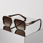Women's leopard sunglasses close-up — statement — Lennon Retro Aviator Sunglasses — Oscar Blackwood