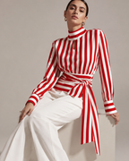 Women's striped alessia side view — versatile — Alessia Striped Shirt — Oscar Blackwood